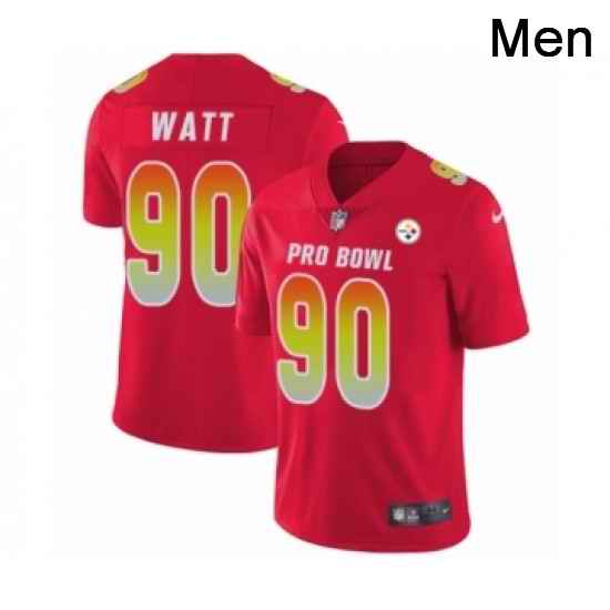 Mens Pittsburgh Steelers 90 T J Watt Limited Red AFC 2019 Pro Bowl Football Jersey